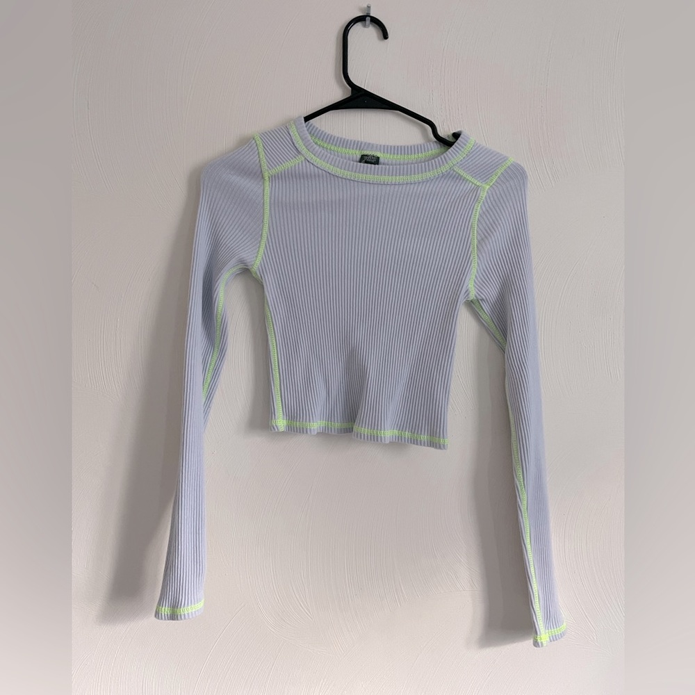 Wild Fable Blue long sleeve with green stitching